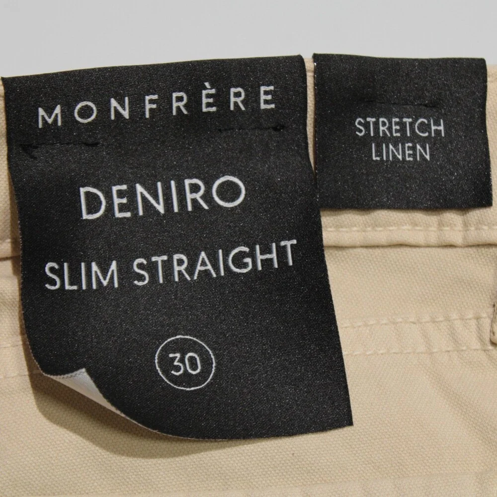 Monfrere NWT 5 Pocket Jeans Size 30 US Slim Straight Beige Cotton & Linen